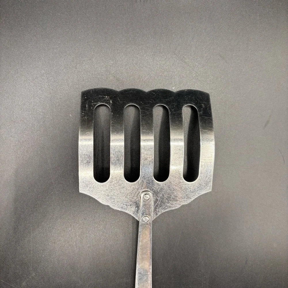 Robinson USA Spatula Wood Handle Slotted Stainless Strainer Curved Scalloped 12